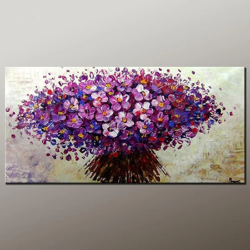 Ceramic poppy planter-Flower Art, Acrylic Painting, Heavy Texture Painting, Canvas Art, Modern Art, Contemporary Art, Ready to Hang