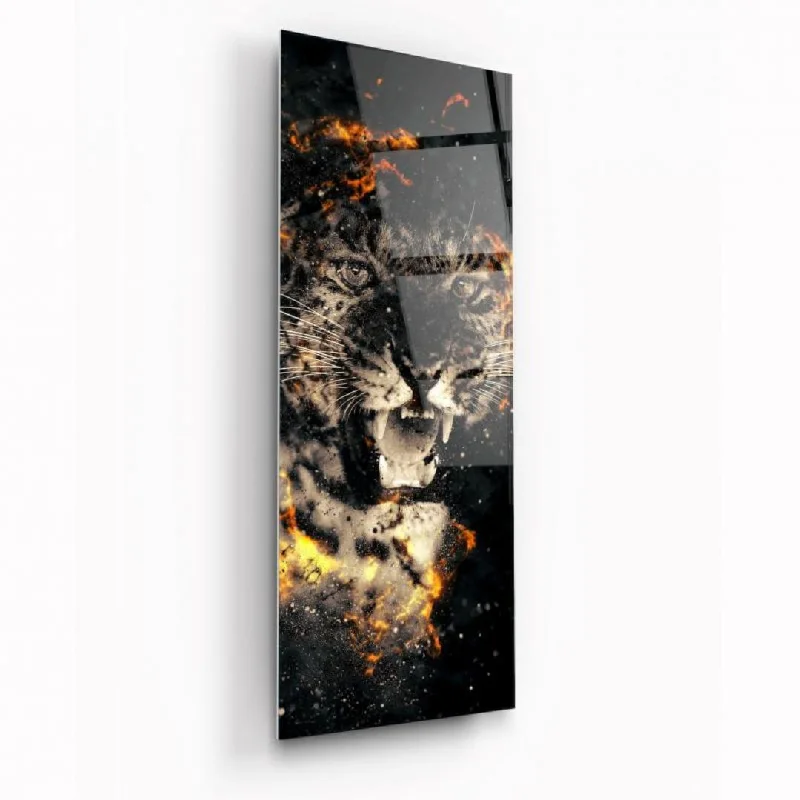 Farmhouse birch wall art-Fury in Flames Glass Wall Art