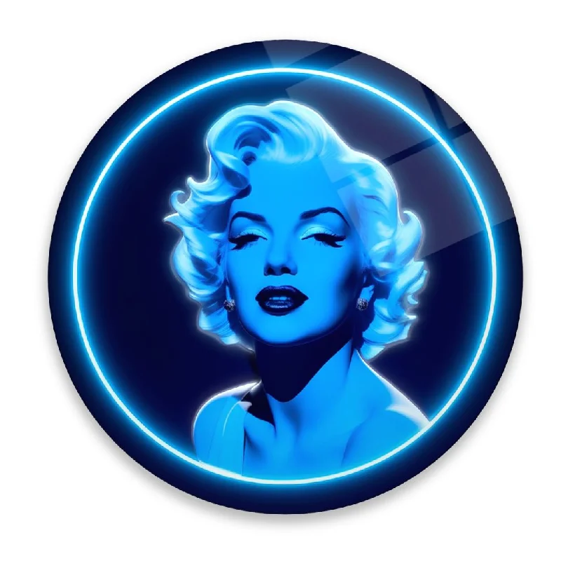 Minimalist blue wall mirror-Glamour: Marilyn in Blue Glass Wall Art