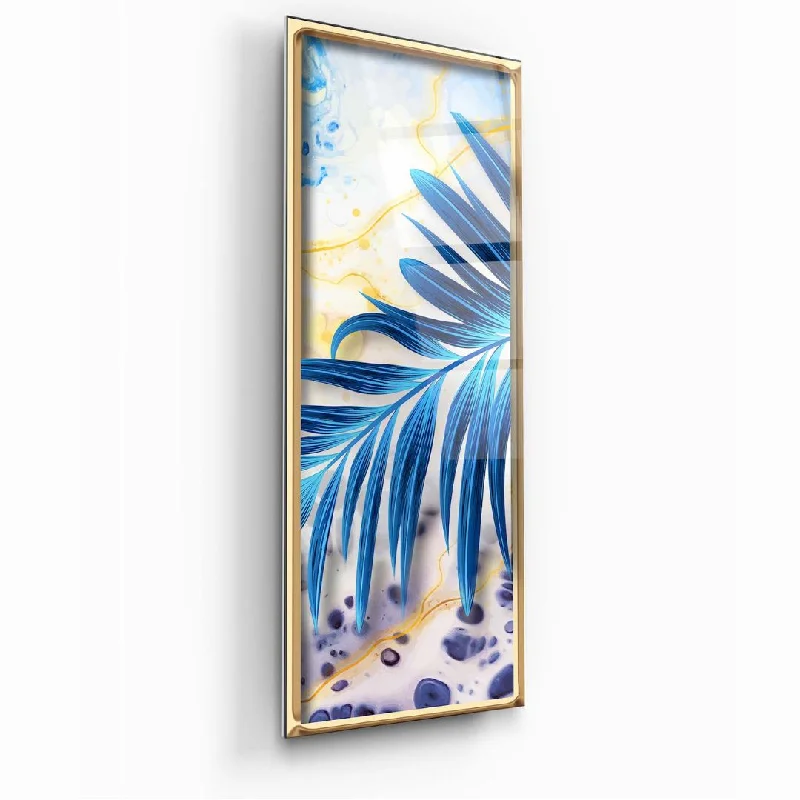 Scandinavian birch wall mirror-Azure Frond Glass Wall Art