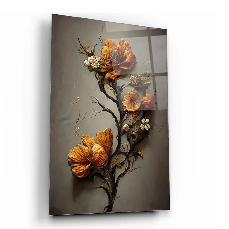 Bamboo weave window blind-Golden Bloom: Nature’s Grace in Glass Wall Art