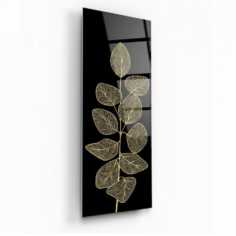 Bohemian weave wall tapestry-Golden Veins of Nature Elegance Glass Wall Art