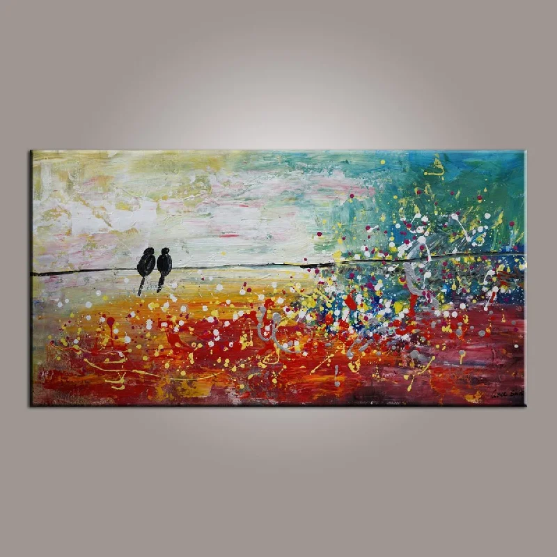 Plush microfiber accent rug-Living Room Wall Art, Canvas Art, Love Birds Painting, Modern Art, Painting for Sale, Contemporary Art, Flower Art, Abstract Art