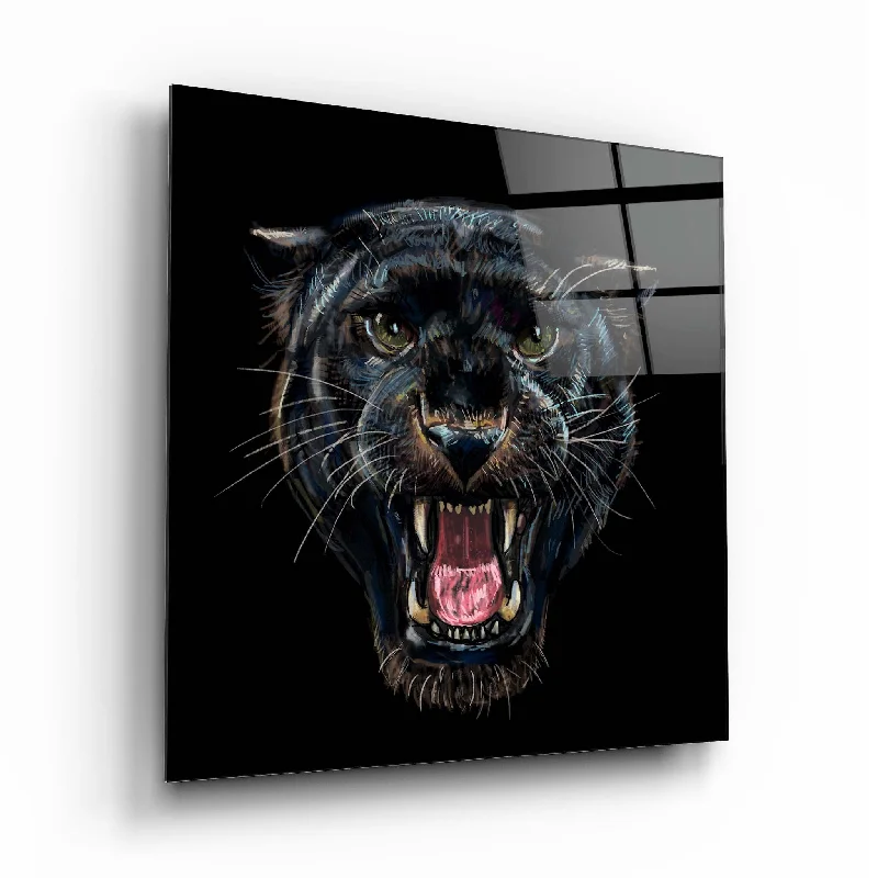 Bronze-accent decorative bowl-Panther Glass Wall Art 2