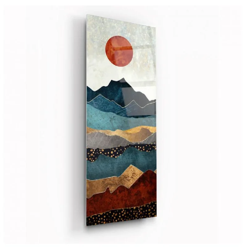 Hand-fired clay jug-Sunrise Over Horizons Glass Wall Art