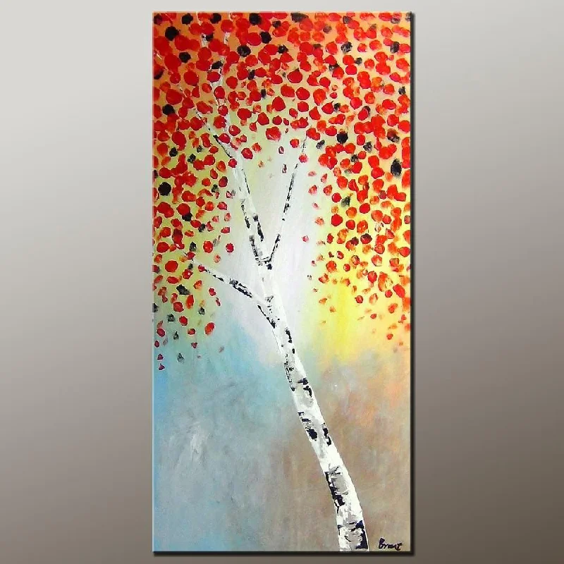 Textured cotton table runner-Tree Art, Acrylic Painting, Autumn Tree Painting, Abstract Art Painting, Canvas Wall Art, Bedroom Wall Art, Canvas Art, Modern Art, Contemporary Art