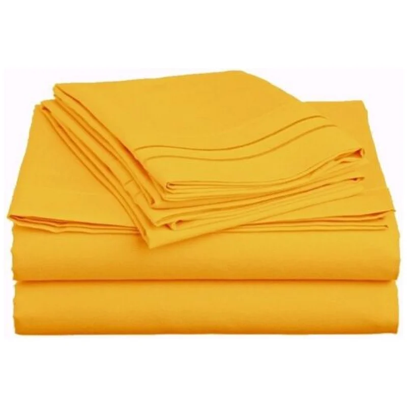 Minimalist teal duvet cover-4 Piece 1600 Count Super Soft Sheet Set King Yellow