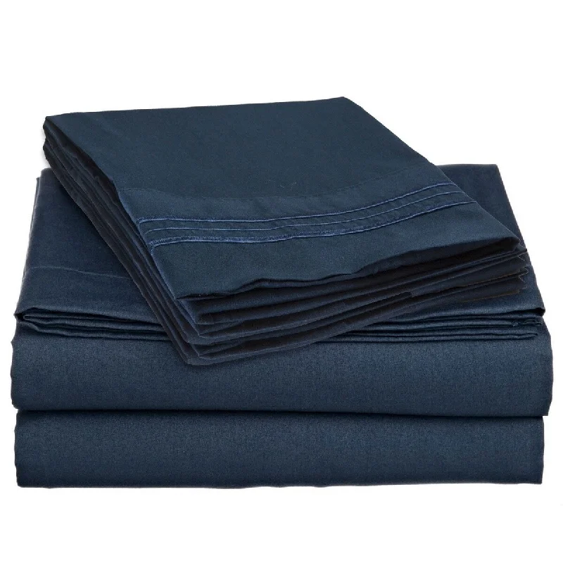 Silky sateen bed throw-4 Piece 1600 Count Super Soft Sheet Set Queen Blue