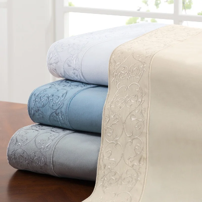 Cool tencel sheet set-Andre Embroidered 100 Percent Cotton High Quality Sheet Set