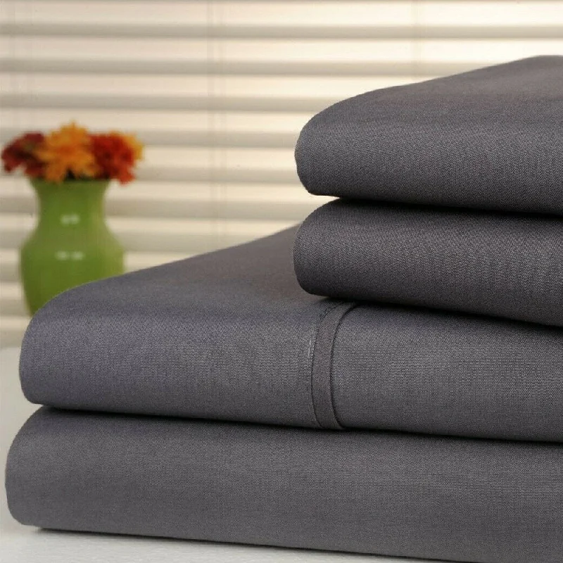 Reversible bamboo bedspread-Anti-Microbial 4-Piece Sheet Set Full Grey