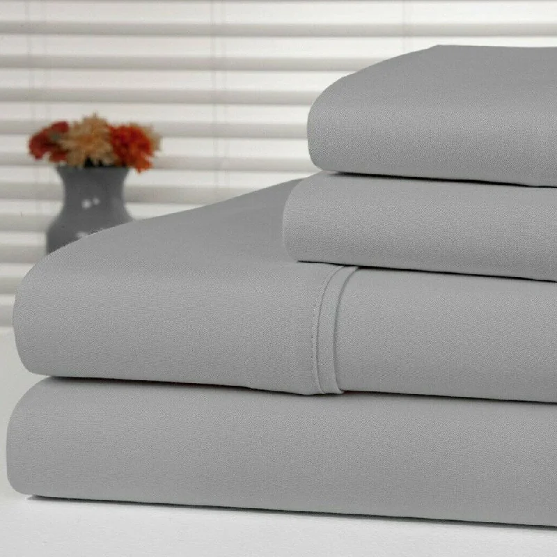 Cool bamboo pillowcase-Anti-Microbial 4-Piece Sheet Set Full SIlver