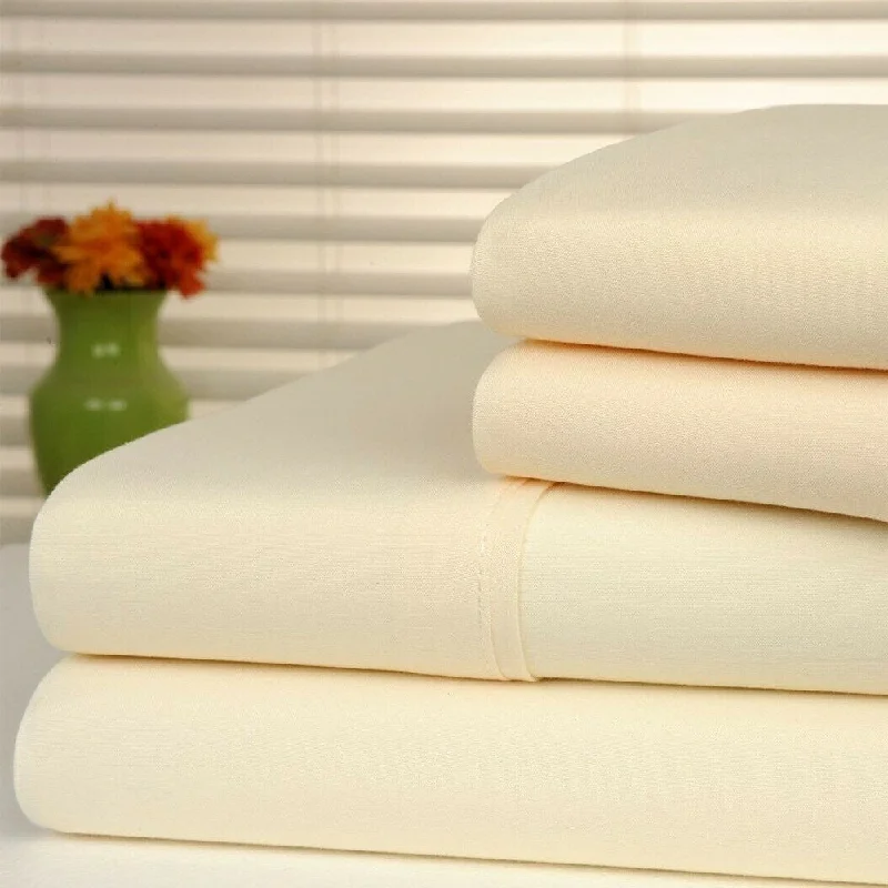 Firm gel bed pillow-Anti-Microbial 4-Piece Sheet Set Queen Ivory