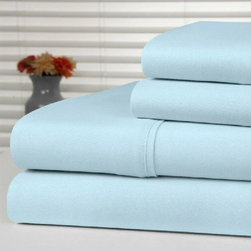 Anti-slip bed cover-Anti-Microbial 4-Piece Sheet Set Twin Aqua