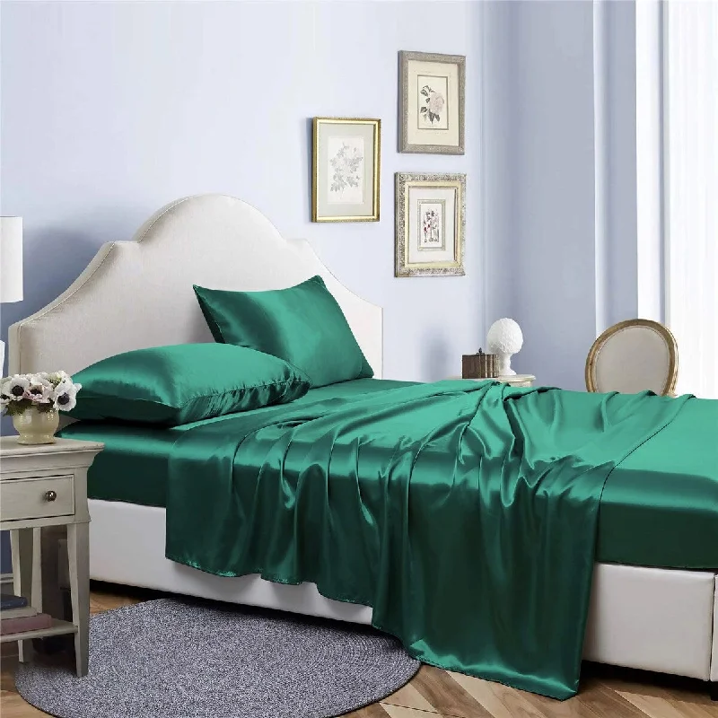 Organic tencel bedspread-Bibb Home Silky Satin 4 Piece sheet set