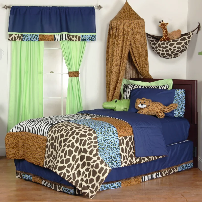 Warm chenille bed throw-Boys' Jazzie Jungle 8-piece Bed-in-a-Bag with Sheet Set