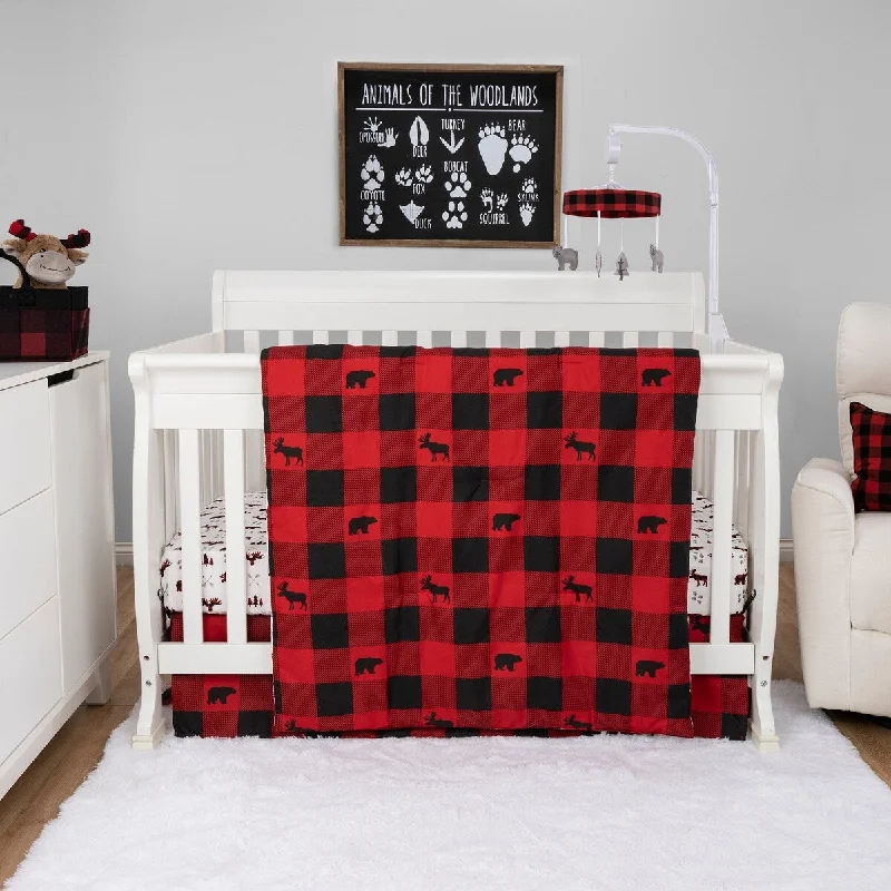 Reversible bamboo comforter-Buffalo Check 3 Piece Crib Bedding Set