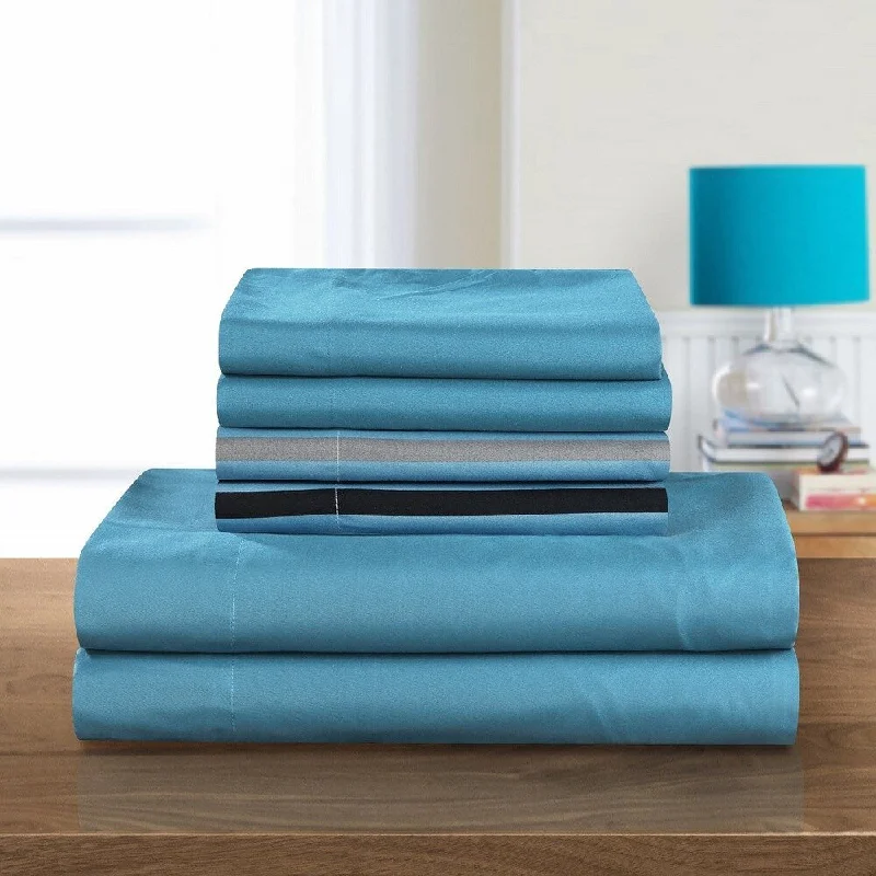 Organic linen throw-Chic Home 6-piece Clifton Striped Printed Sheet Set