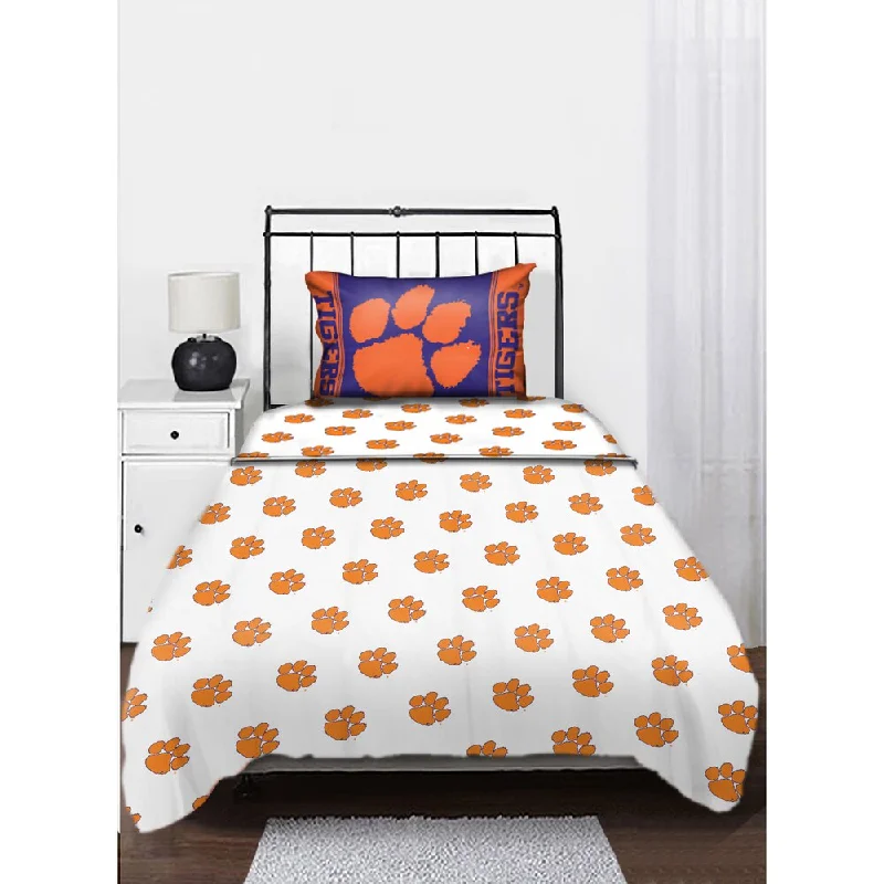 Warm microfiber throw blanket-COL 820 Clemson Twin Sheet Set