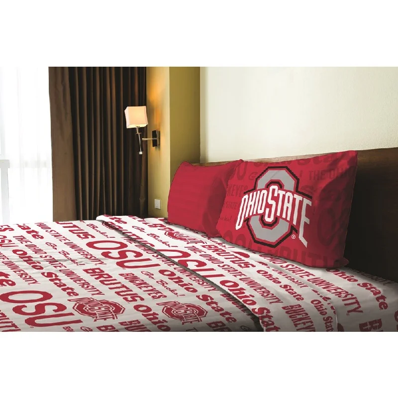 Orthopedic bamboo pillow-COL 820 Ohio State Twin Sheet Set Anthem - Multi