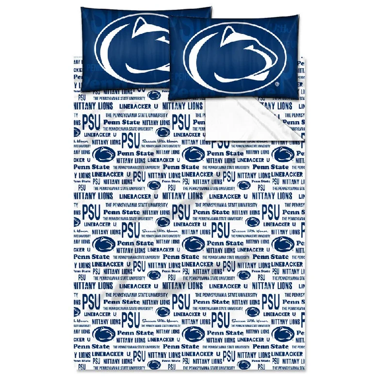 Organic cotton comforter-COL 821 Penn State 'Anthem' Full-size Sheet Set - Blue