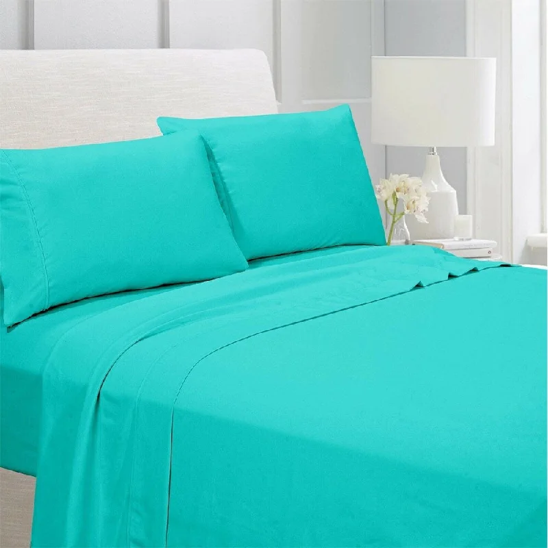 Luxe fleece throw-Egyptian Comfort 1800 Count 4 Piece Bed Sheet Set King Turquoise