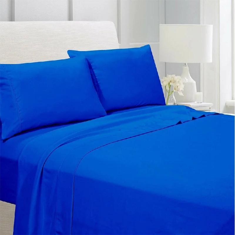 Ergonomic gel memory pillow-Egyptian Comfort 1800 Count 4 Piece Bed Sheet Set Queen Blue