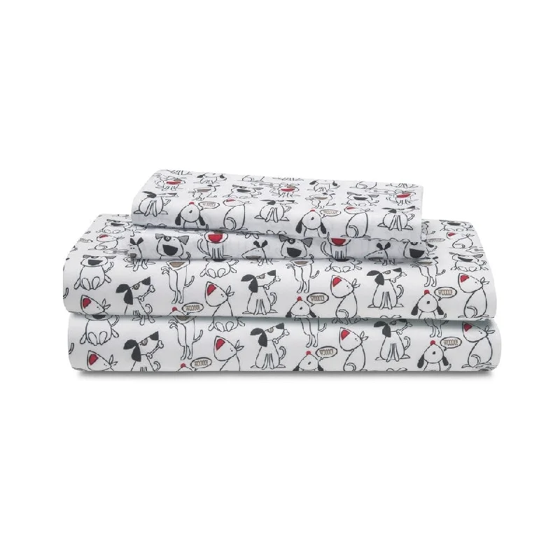 Breathable bed topper-Elite Home Products Microfiber Print Sheet Set - Give A Dog A Bone