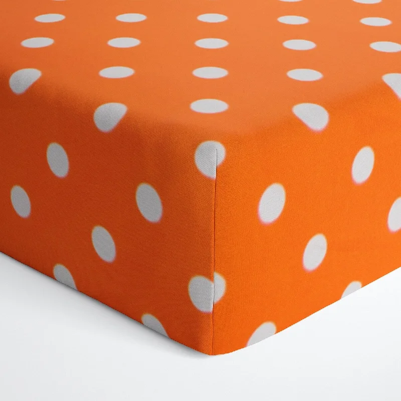 Soft sateen bedspread-Glenna Jean Orange Dot Fitted Crib Sheet