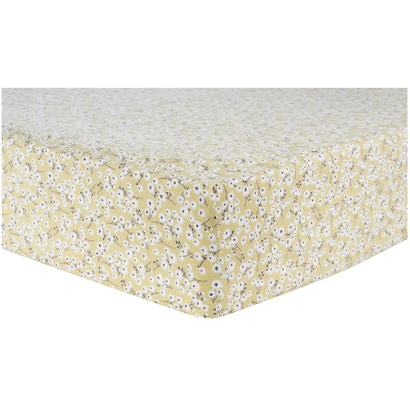 Breathable mattress topper-Golden Daisies Deluxe Flannel Fitted Crib Sheet