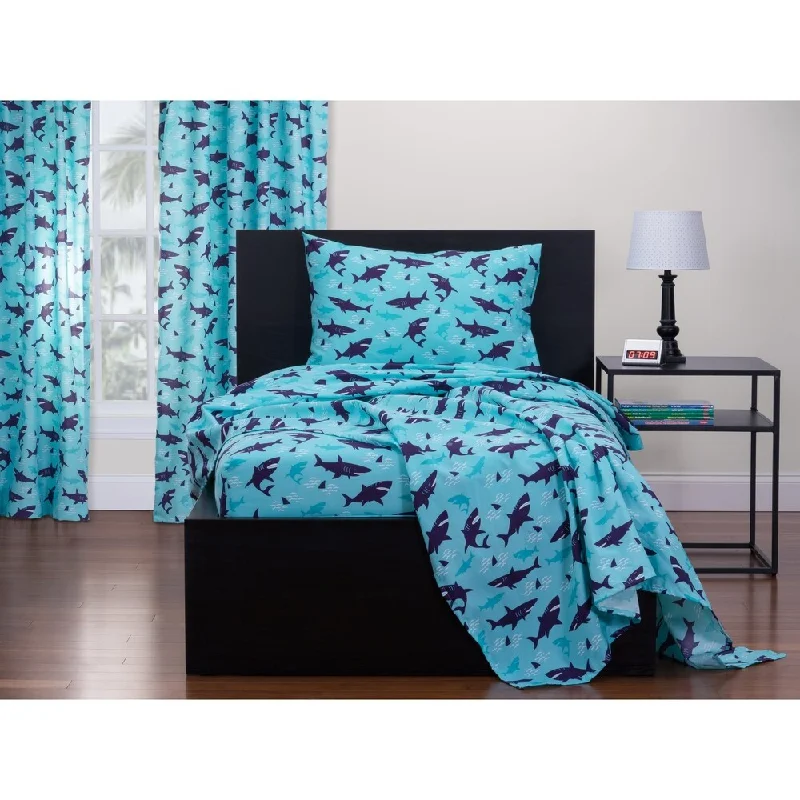 Cooling memory bed pillow-Highlights Shark Sleepover Sheet Set