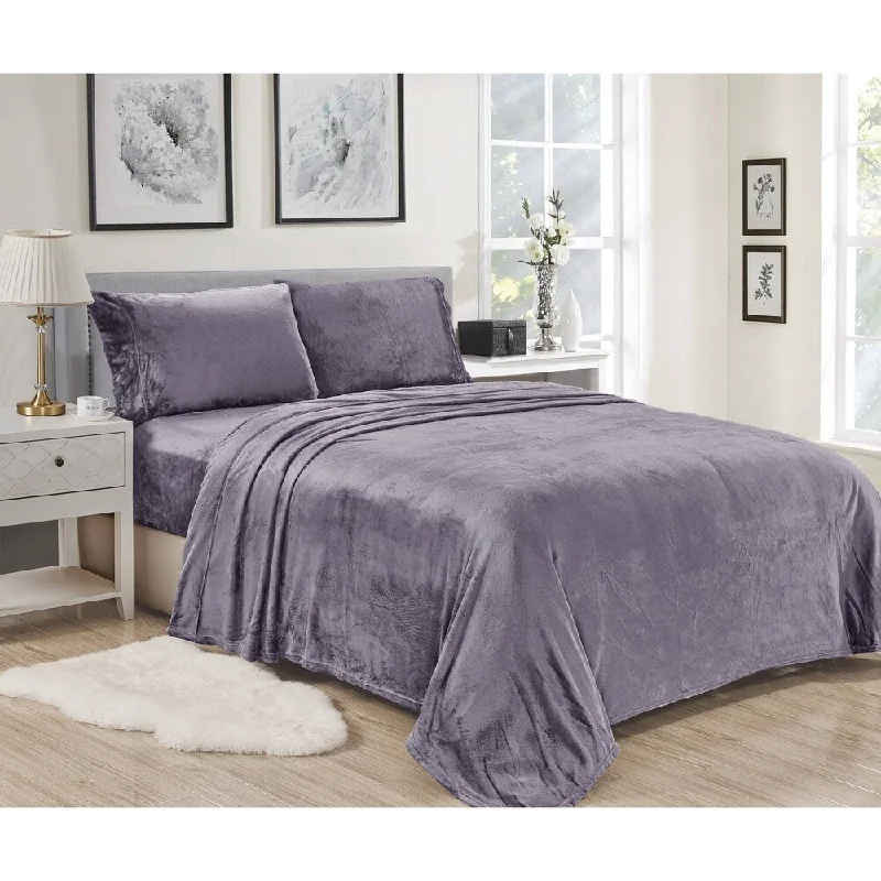 Textured bamboo throw-Lavana Microplush Sheet Sets Full Lavender