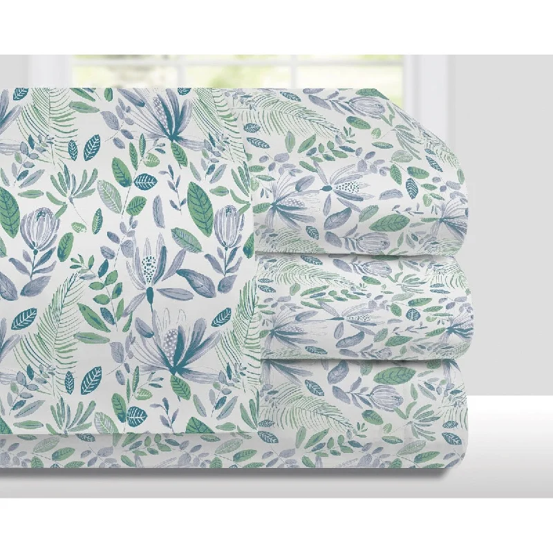 Non-slip bed throw-Leaf Watercolor Sheet set