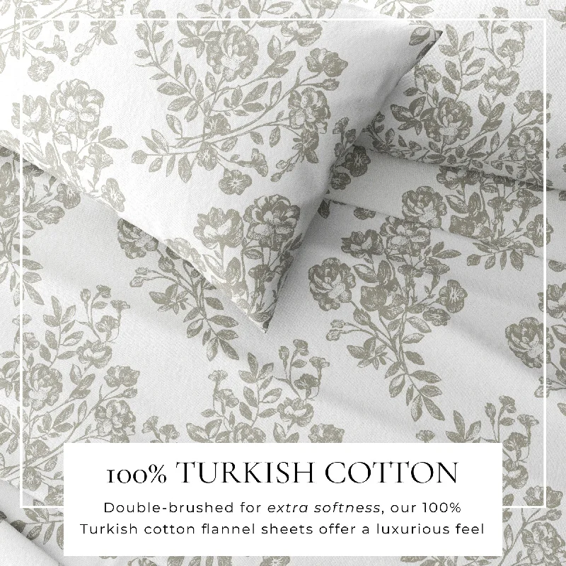 Linen blend throw blanket-Linery & Co. Turkish Cotton Double-Brushed Printed Flannel Bed Sheet Set