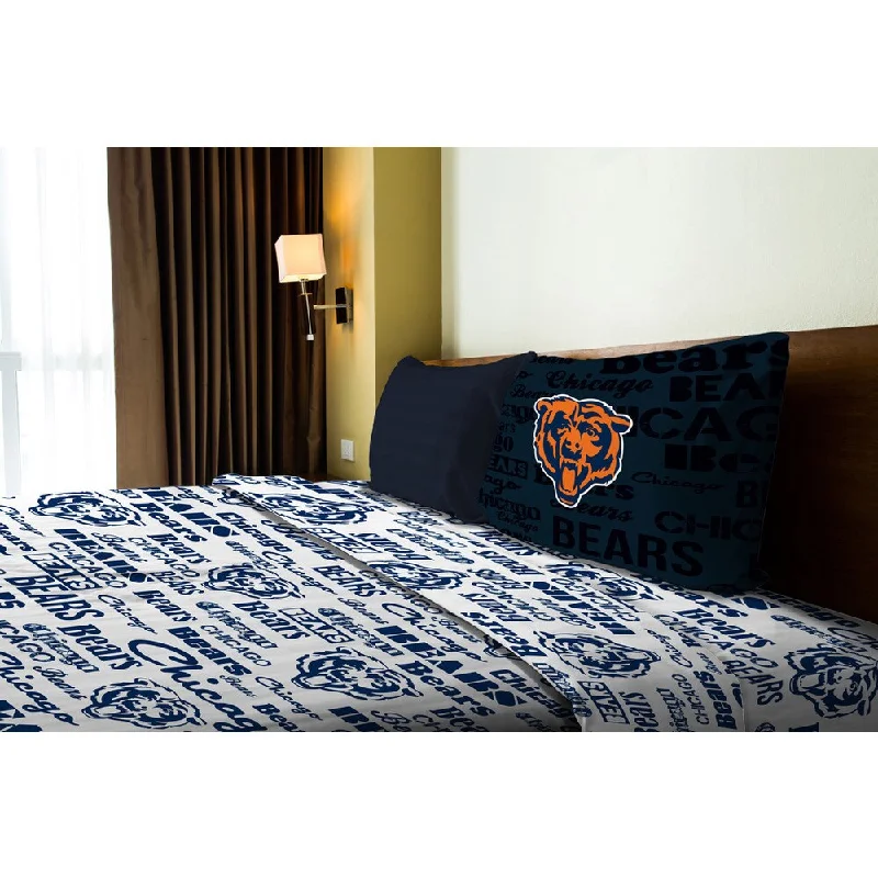 Plush faux fur comforter-NFL 820 Bears Anthem Twin Sheet Set