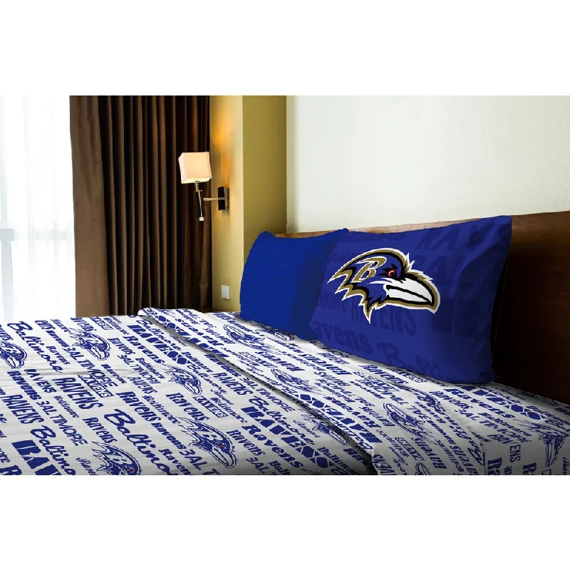 Reversible cotton bedspread-NFL 820 Ravens Anthem Twin Sheet Set