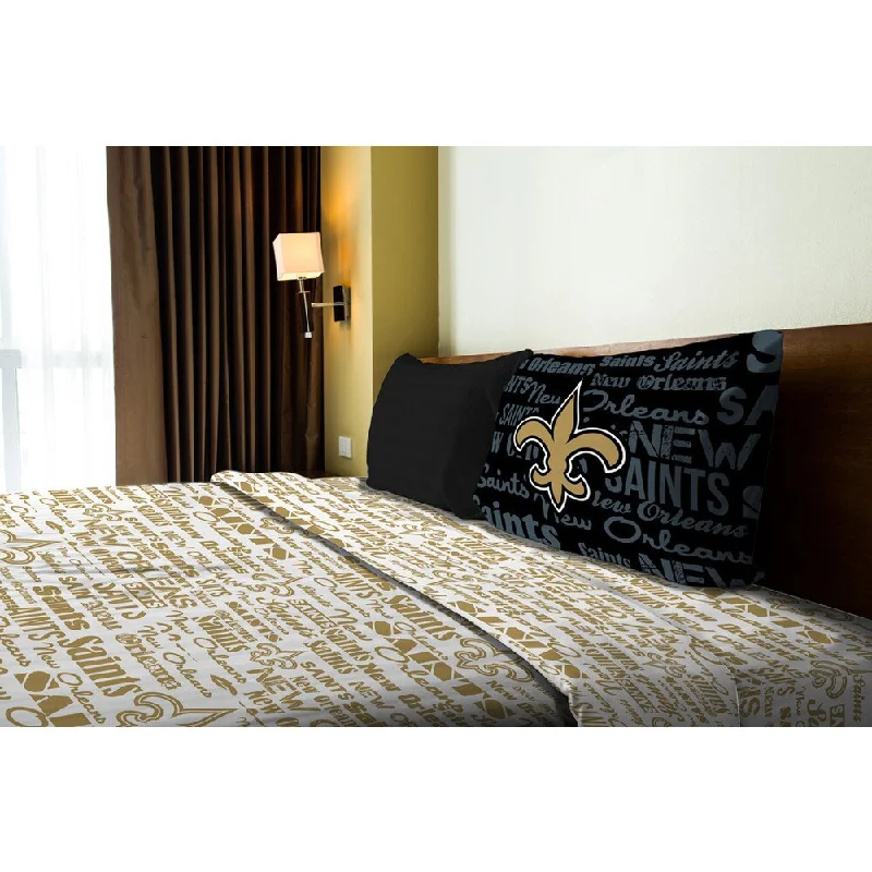 Lightweight flannel bedspread-NFL 820 Saints Anthem Twin Sheet Set