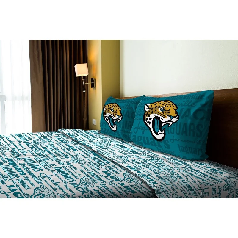 Modern checkered duvet cover-NFL 821 Jaguars Full Sheet Set Anthem