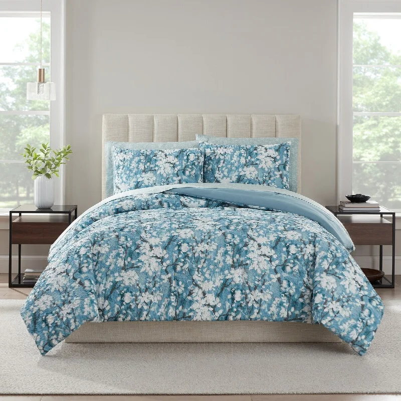 Vintage checkered quilt-Nine West Nora Floral Printed Texture Bedding Set