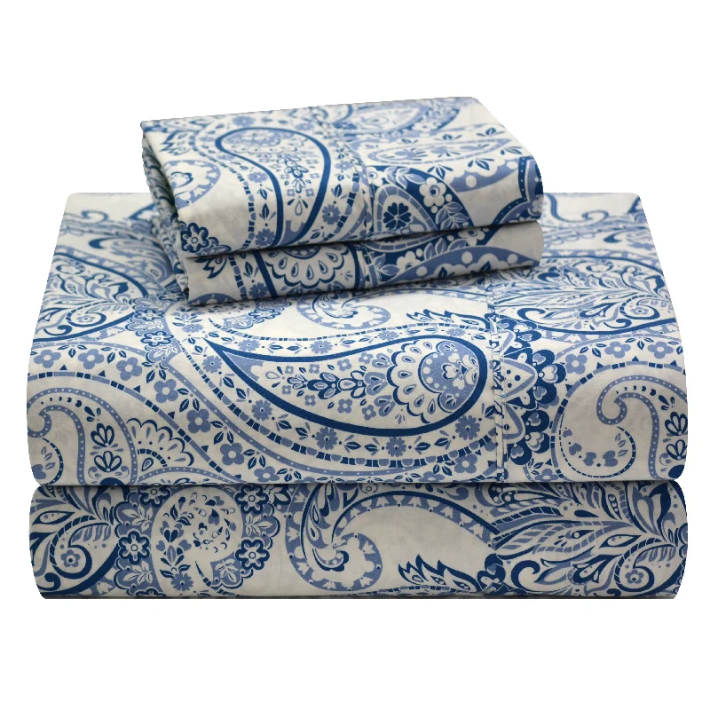 Plush microfiber quilt-Pointehaven Cotton Boho Paisley Sheet Set