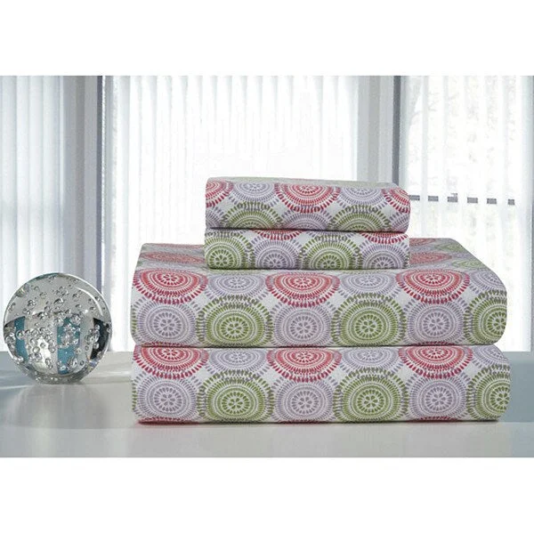 All-season cotton quilt-Porch & Den Prowers Printed Flannel Bed Sheet Set