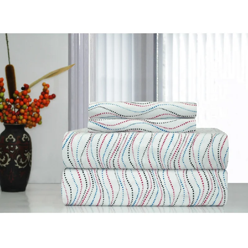 Silky jersey bed throw-Porch & Den Prowers Printed Heavyweight Flannel Bed Sheet Set