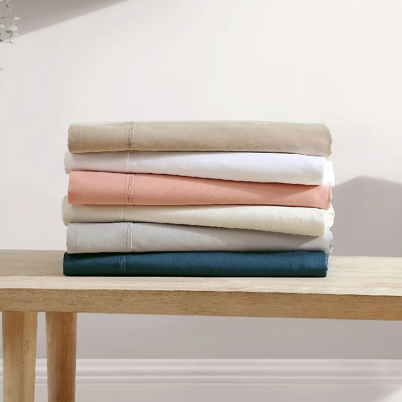 Crisp flannel bed throw-Porch & Den Samuelson 400 Thread Count Cotton Sateen Sheet Set