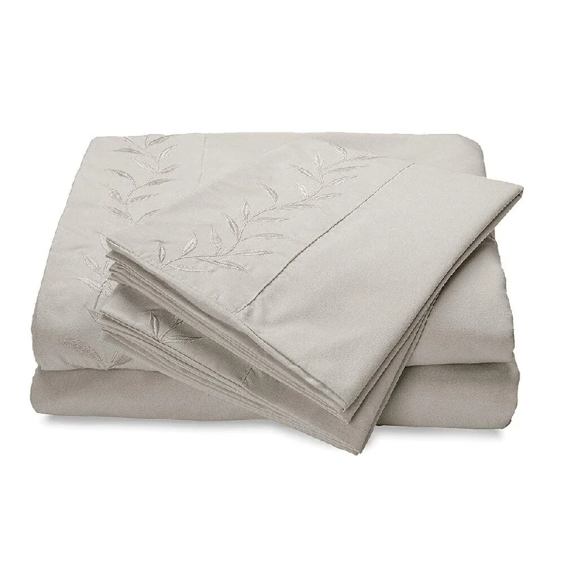 Plush microfiber quilt-Reversifi Embroidered Bed Sheets Set Soft Brushed Microfiber Full, Moonstruck/Gray