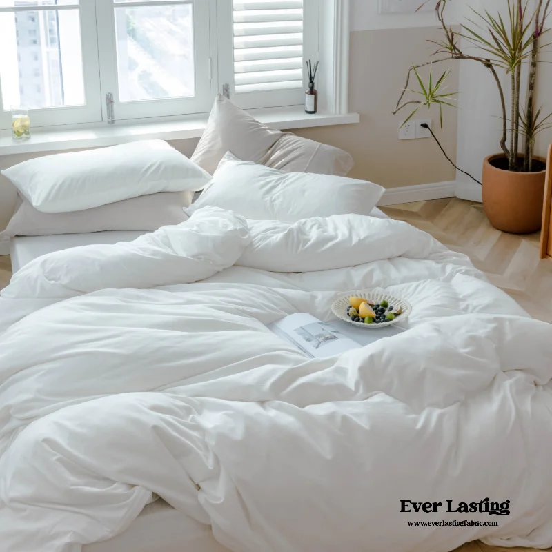 Non-slip bed throw-Solid Bedding Set / White