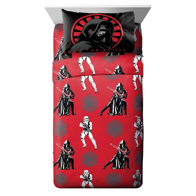 Plush chenille comforter-Star Wars Ep7 Rule Galaxy Twin 3 Piece Twin Sheet Set