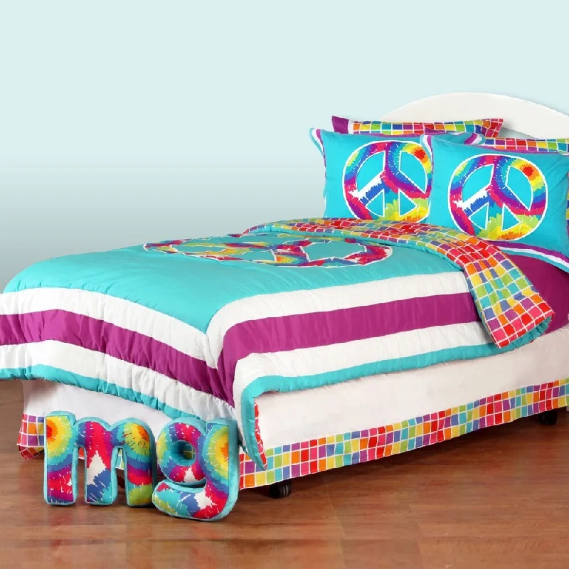 Natural bamboo quilt-Terrific Tie Dye 8-piece Bed in a Bag with Sheet Set