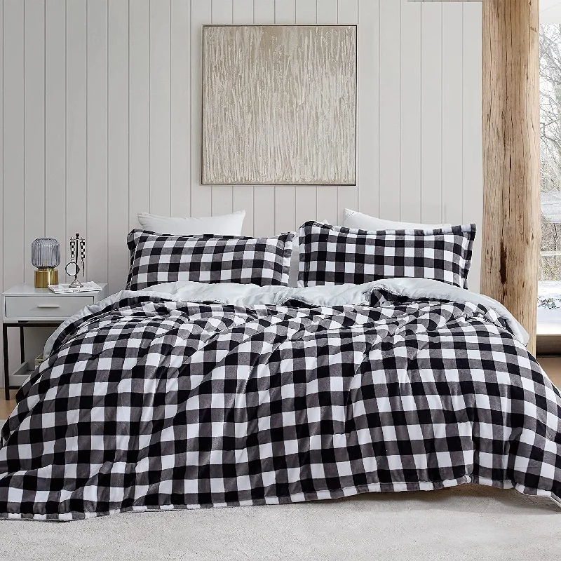 Linen blend throw blanket-Ah, Yes The Scottish Winter - Coma Inducer® Oversized Comforter Set - Black Gray White Tartan Plaid