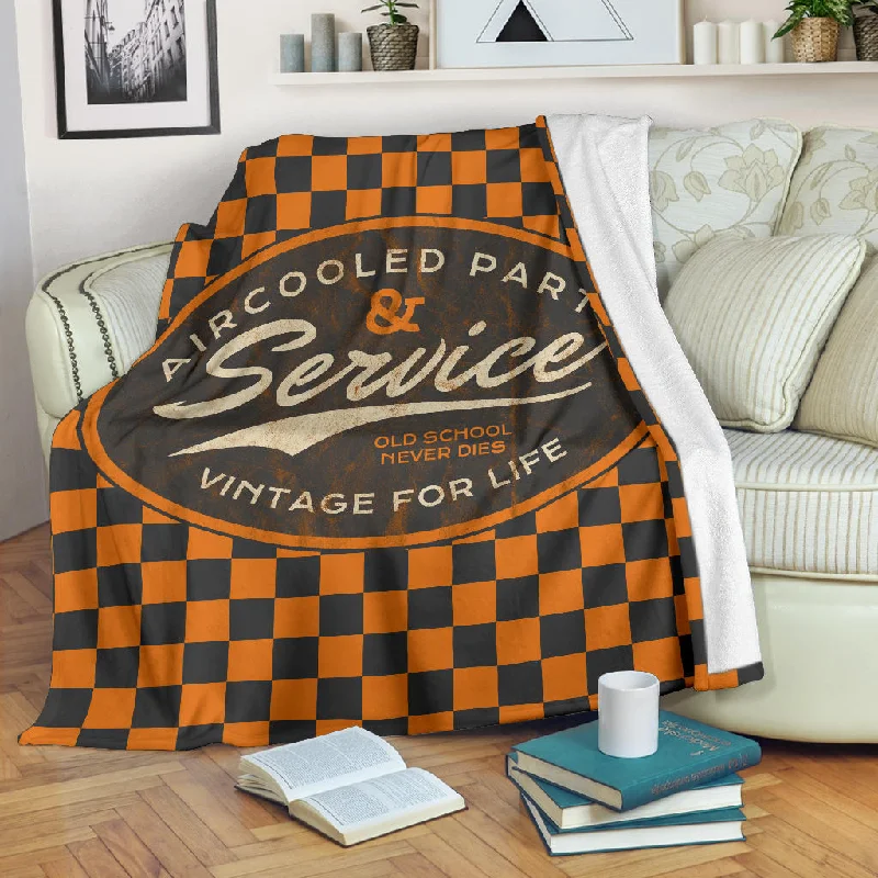 Soft sateen bedspread-Aircooled Car Parts & Service Orange Checkered Blanket