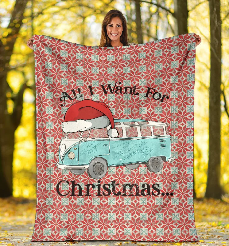 Cozy chenille bed throw-All I Want For Christmas Deluxe Bus Blanket