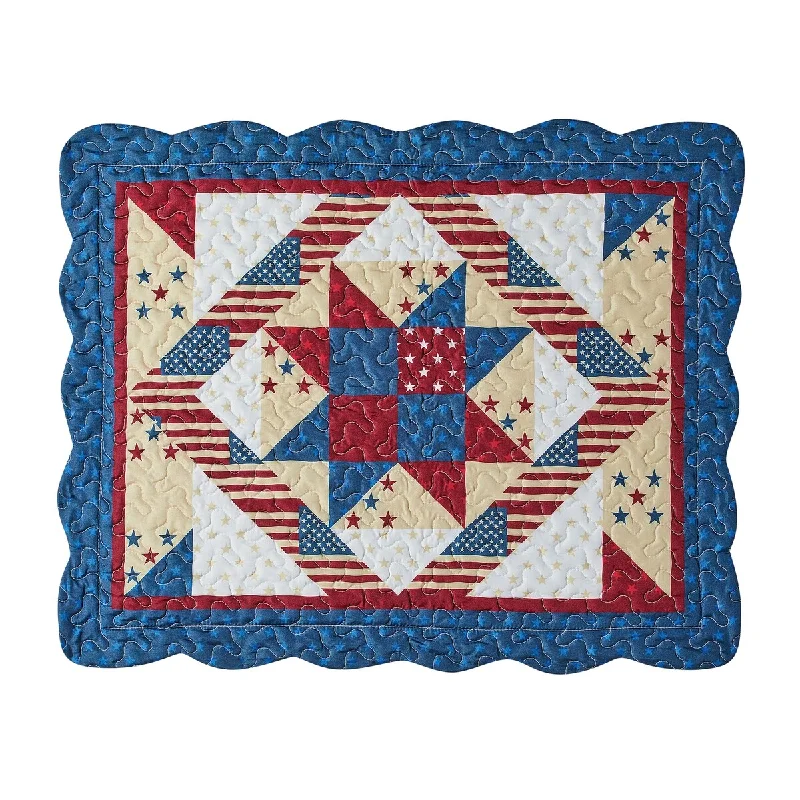 Heavyweight cotton comforter-All-Over Americana Stars Scalloped Patchwork Pillow Sham